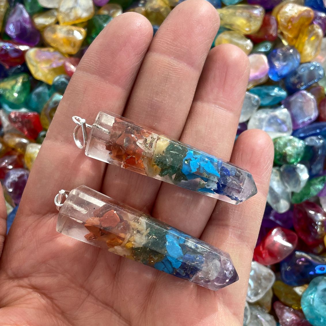 Orgonite Chakra Pendant - Point Orgonite Chakra Pendant - Point